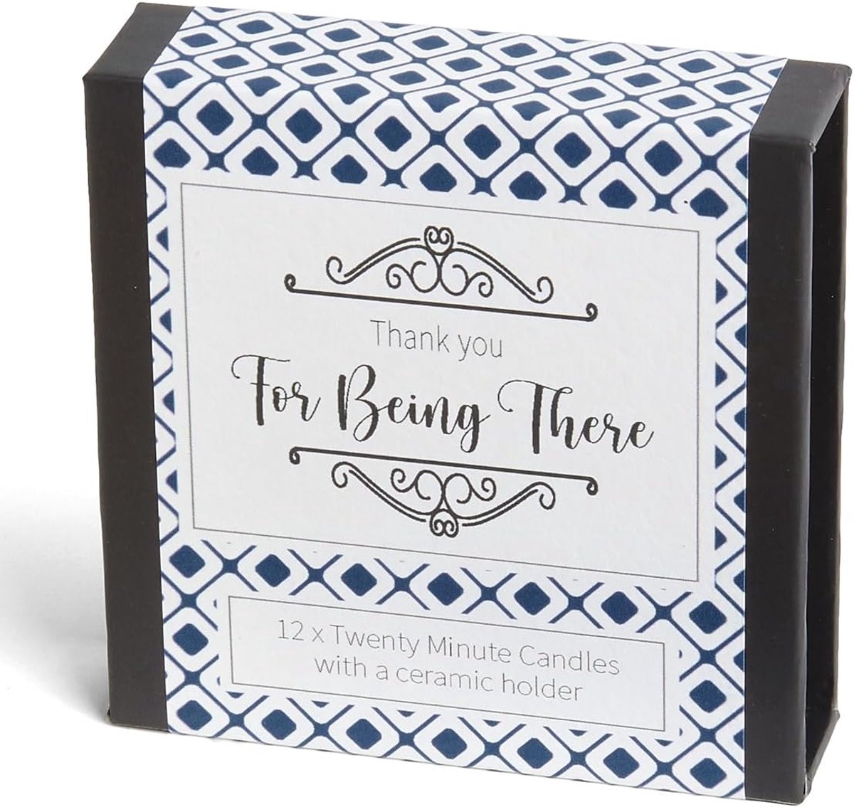 You For Being There - Een kleine doos met ontspanningskaarsen van katoen en grijs. 12 pure bijenwaskaarsen en keramische houder voor ontspanning, meditatie en mindfulness