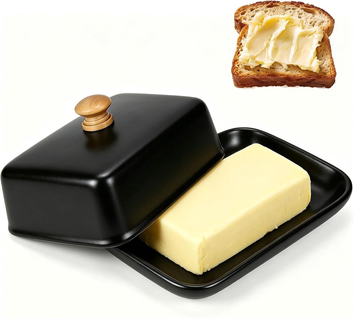 Botervloot van keramiek, botervloot met deksel voor koelkast en tafel, hoogwaardige boterbel van keramiek, grote botervloot, porselein, vaatwasmachinebestendig, keukencontainer voor alle gangbare