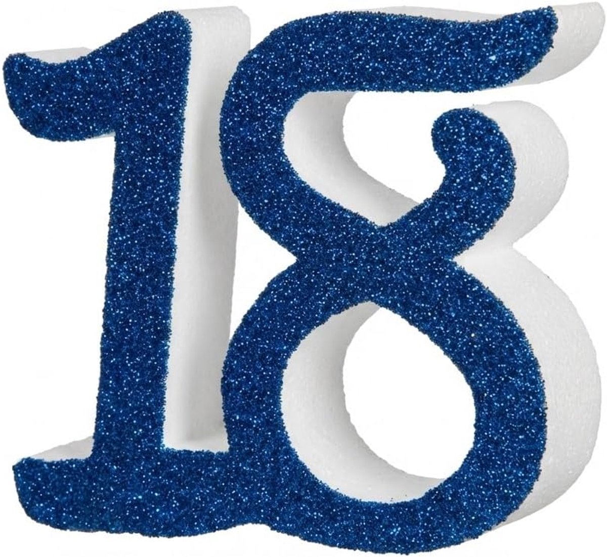 18 (18) 3D van piepschuim voor verjaardagen en evenementen (10 cm hoog) 2 cm blauw - taartdecoratie