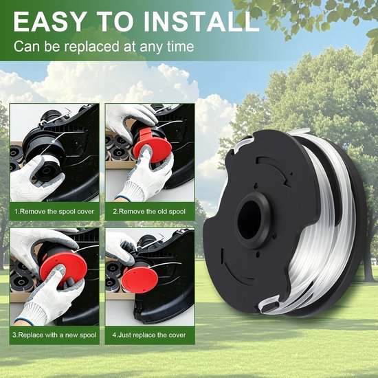 Spoelen, graskantensnijder spoelen, nylondraad spoelen, 1,6 mm nylondraad, eenvoudig te installeren, compatibel met graskantensnijder 20 Li A1 B2 C3 PRT 550 A1 A3 PRT 300 A — afbeelding 2