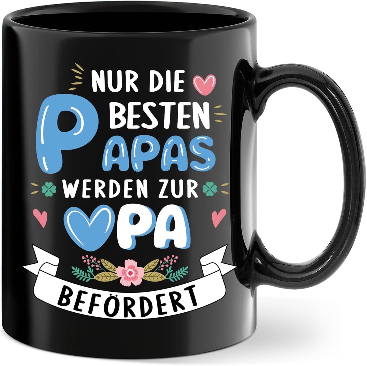 Mok van toekomstige grootvader, geboortecadeau, alleen de beste Papas zijn beförved - koffiemok cadeau-idee voor toekomstige grootvader, zwangerschapsaankondiging, mok zwart, keramiek 350 ml