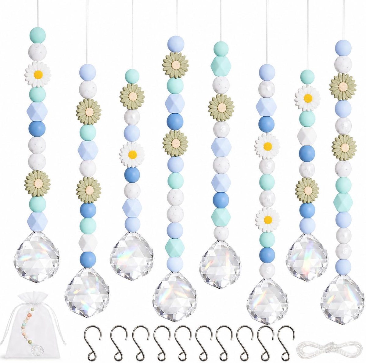 Zonnevangers knutselset, Suncatcher knutselset met K9 kristallen prisma's om op te hangen voor kinderverjaardag, tuin en huis (blauw)