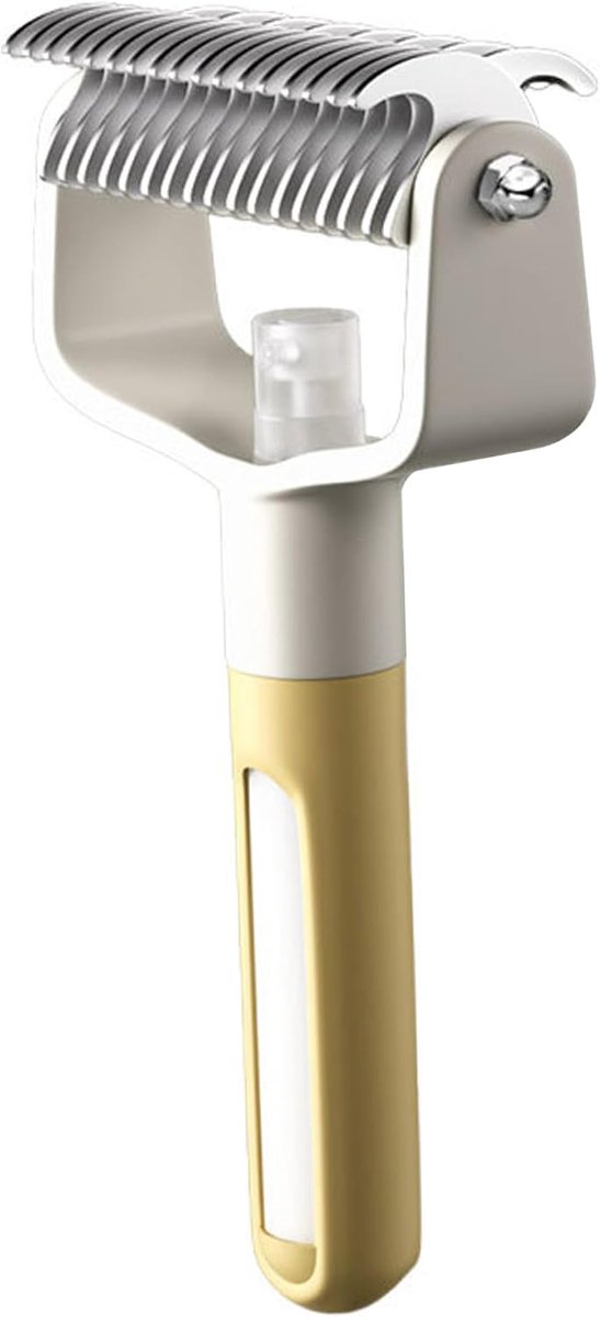 Comb Dubbelzijdige Hond Deshedding Borstel Met Spray, Pet Grooming Tool Voor Dikke Jassen (geel)