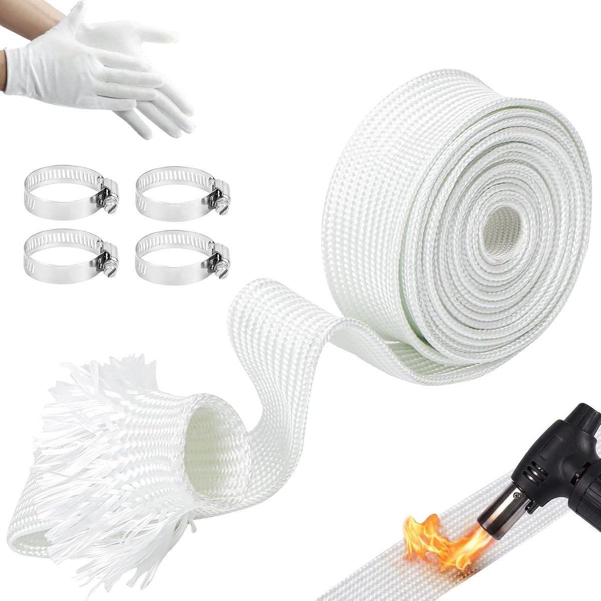 Uitlaatslang voor stroomgenerator, 25 mm, uitlaatpijp, staande verwarming, 150 cm, hittebeschermingsslang, uitlaat voor noodstroomaggregaat, isolatieslang, hoge temperatuur, glasvezel
