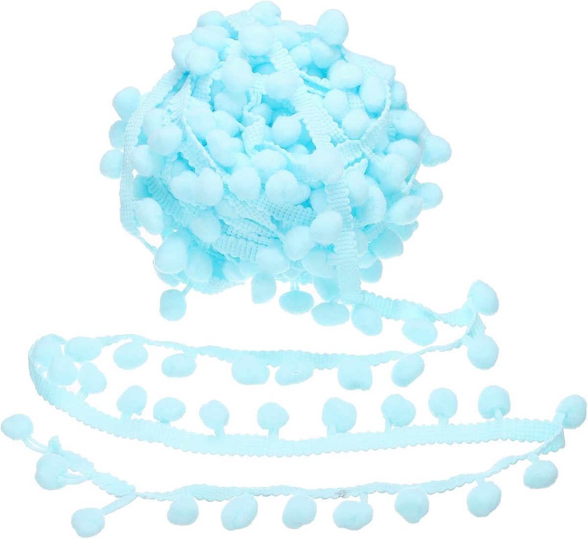 6 yards lint met pompons, 2,5 cm breed, gestippeld, pauwenblauw om te naaien, stoffen band voor knutselen, woondecoratie, gordijnen, kussens, kleding, 13 mm