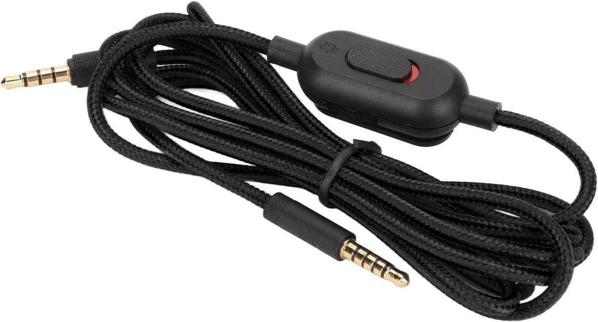 Kabel Met Inline Volumeregeling Pvc Zuurstofvrij Koper Gaming Headset Geweven Oortelefoonsnoer En Mute-schakelaar Voor G Pro X G433 G233 (Zwart)
