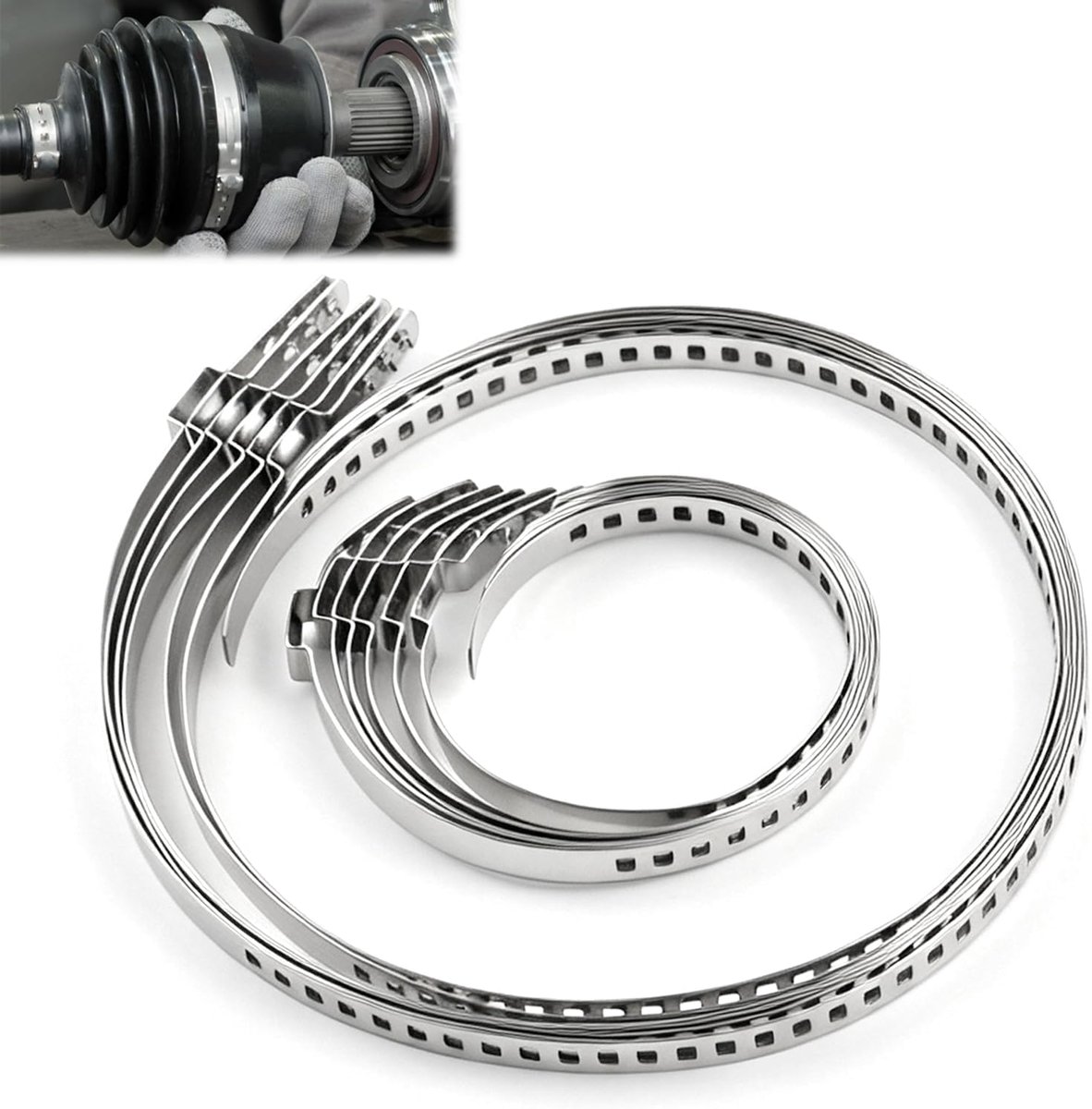 12 stuks, roestvrij staal, 304, 25-50 mm en 50-120 mm, verstelbare slangklem, geschikt voor de meeste auto's, buizen, kabelbundels