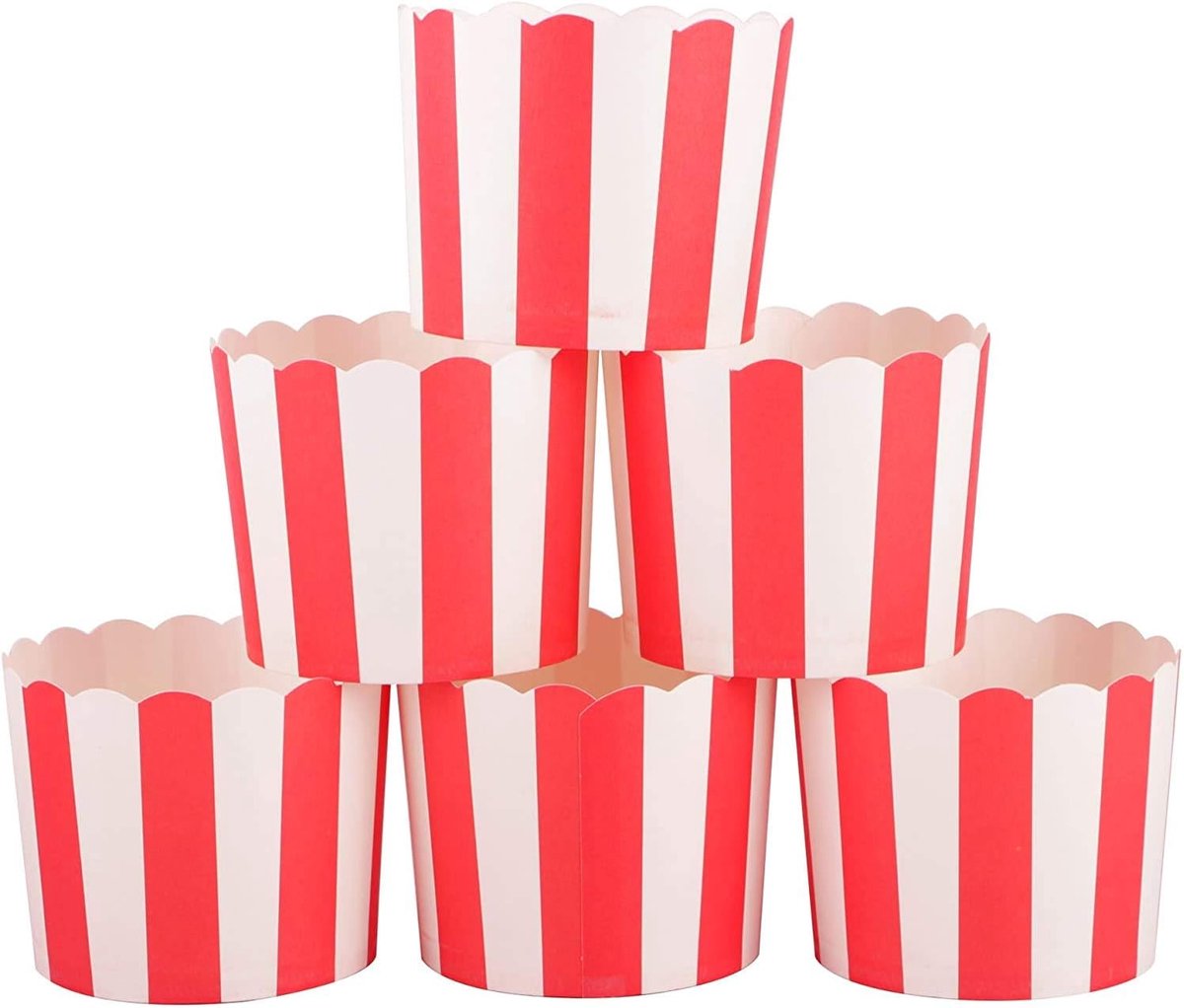Muffinvormpjes, papier, 50 stuks, muffinvormpjes, cupcake-vormpjes in wit en rood voor cupcakes in bakdagen, verjaardagen, theekransen, bruiloften en feesten