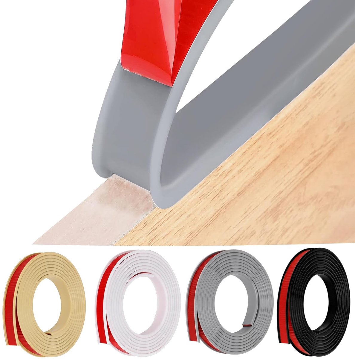 Zelfklevende meubelrandband, 5 meter flexibel, TPE, opvouwbare randbescherming, rubber, voor kastranden, eindlijst, plafondranden, werkbladen (18 mm x 5 m, grijs)