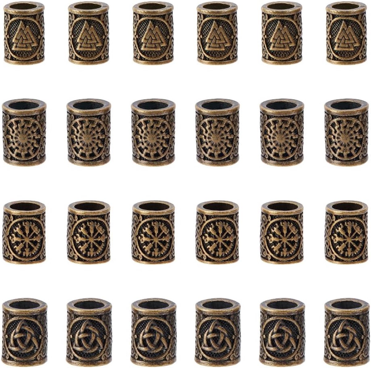 Kralen, 4 stijlen, paracordkralen, kolomarmband, structuur, parachuteparel, antiek brons, Europese kralen, metalen connector, bedeltje voor haarvlechten, armband, gat van 7,5-8,3