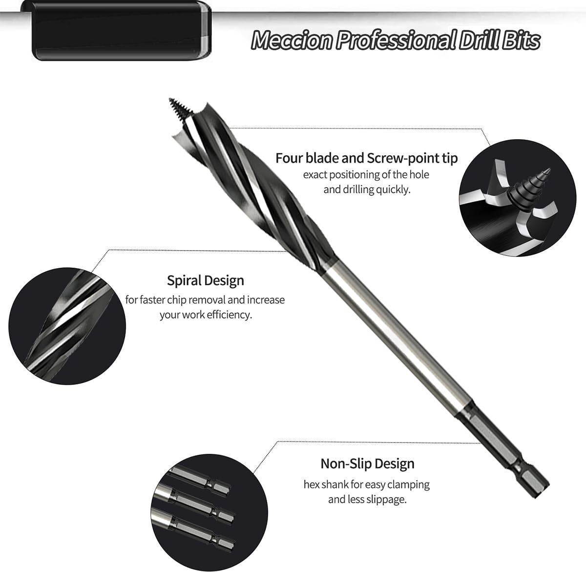 Professionele Houtboren 18mm x 165mm x 2st Zelfvoedende Spiraal Houtboor bits 1/4 Inch Zeskantschacht Houtbewerking Boren