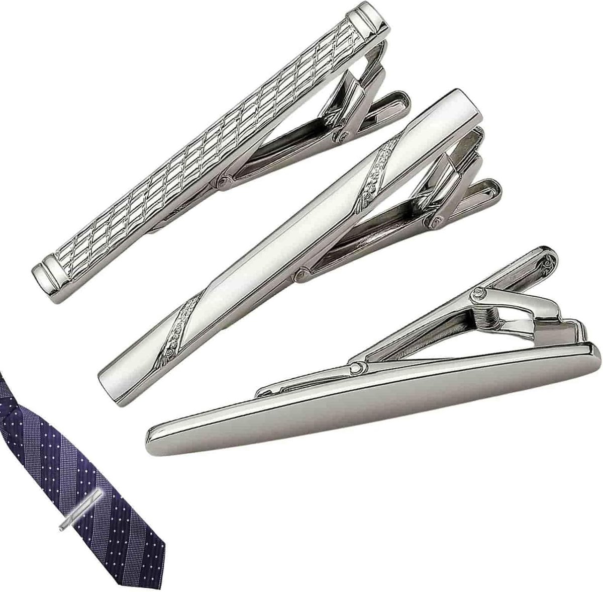 Set van 3 dasspelden voor heren, elegante dasspelden van koper voor zaken, bruiloft en dagelijks gebruik
