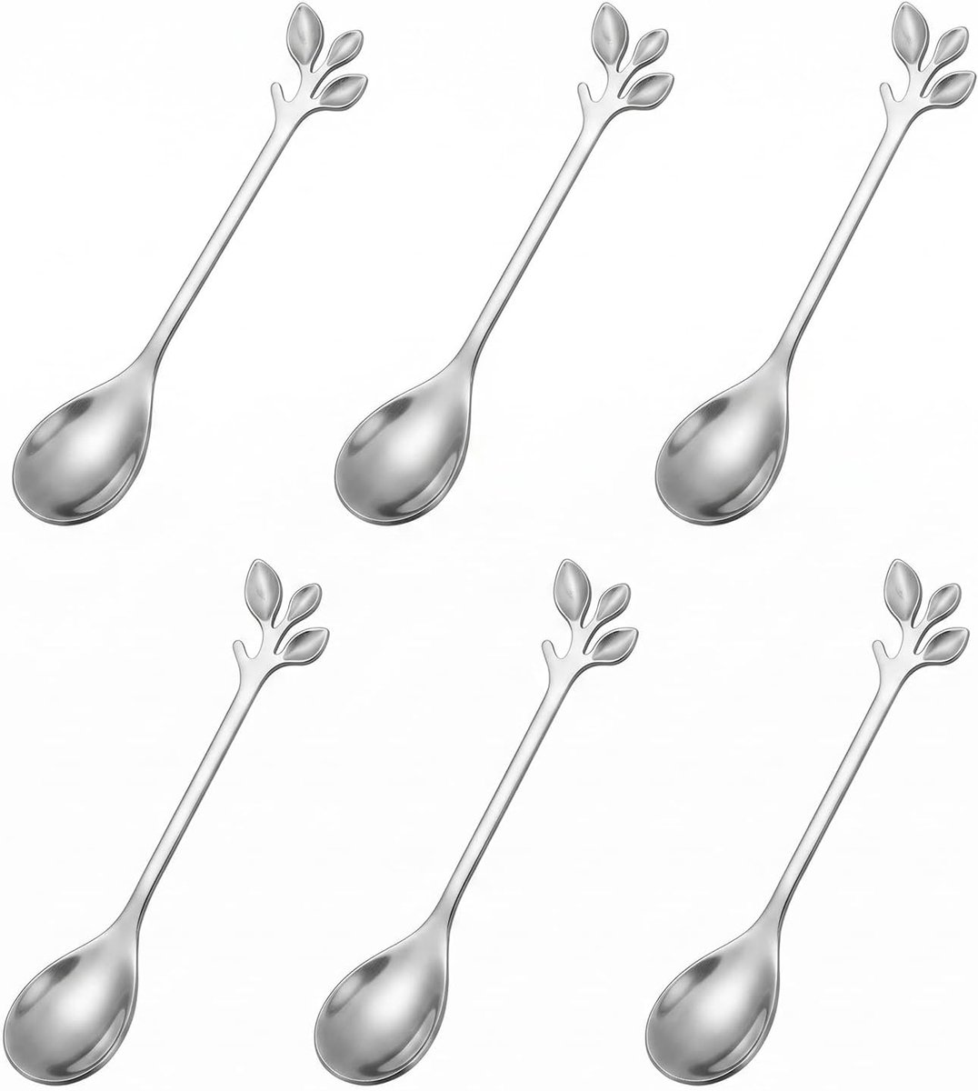 Koffielepels van roestvrij staal, dessertlepels 12 cm, zilver, voor huis en restaurant, elegant en praktisch, gepolijste afwerking, roestvrij staal, complete set