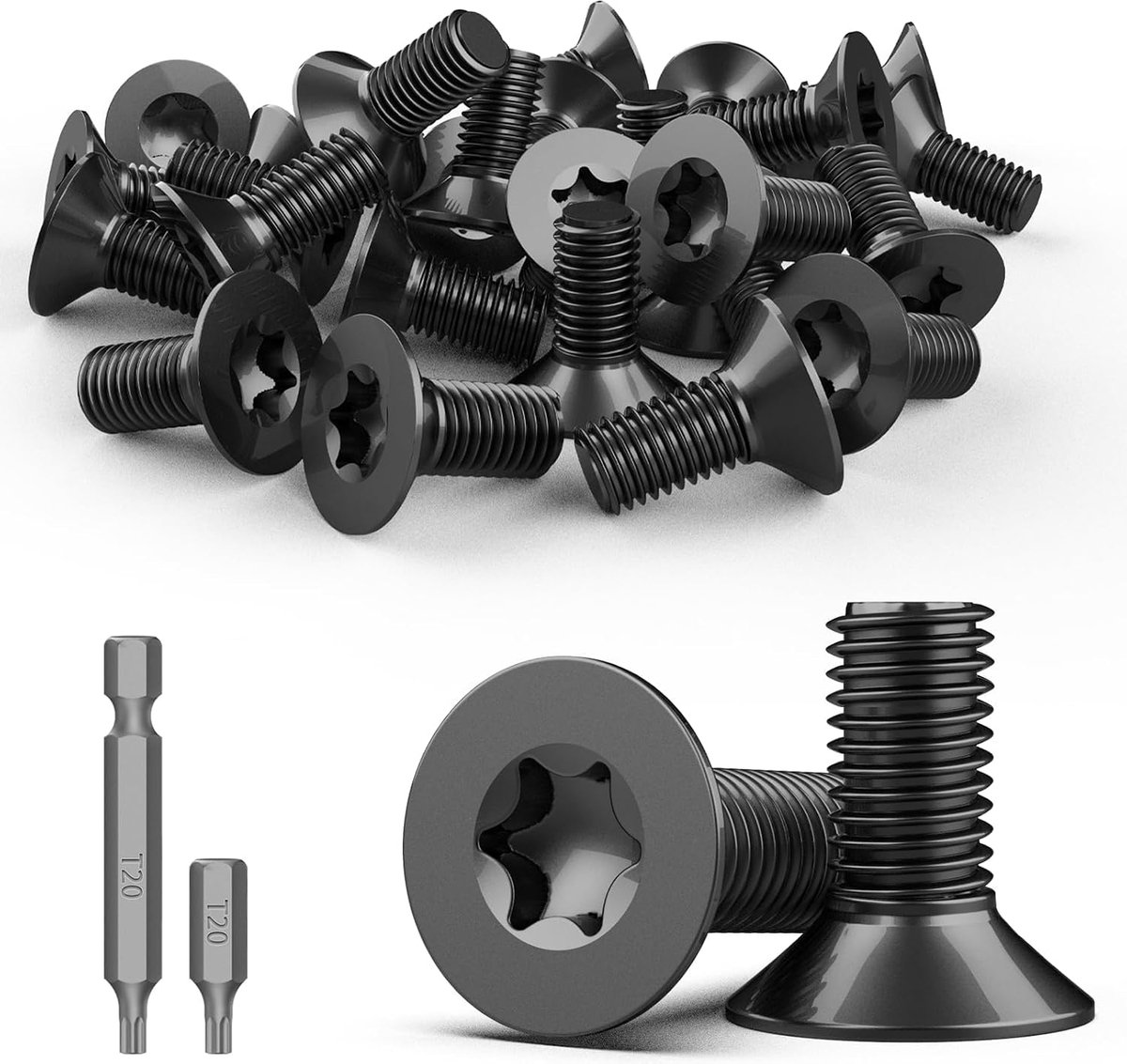 30 stuks verzonken kopschroeven M4 roestvrij staal A2 V2A verzonken kop Torx schroeven M4 x 12 mm machineschroeven zwart schroef meubelschroeven roestvrij stalen schroeven platte kopschroeven