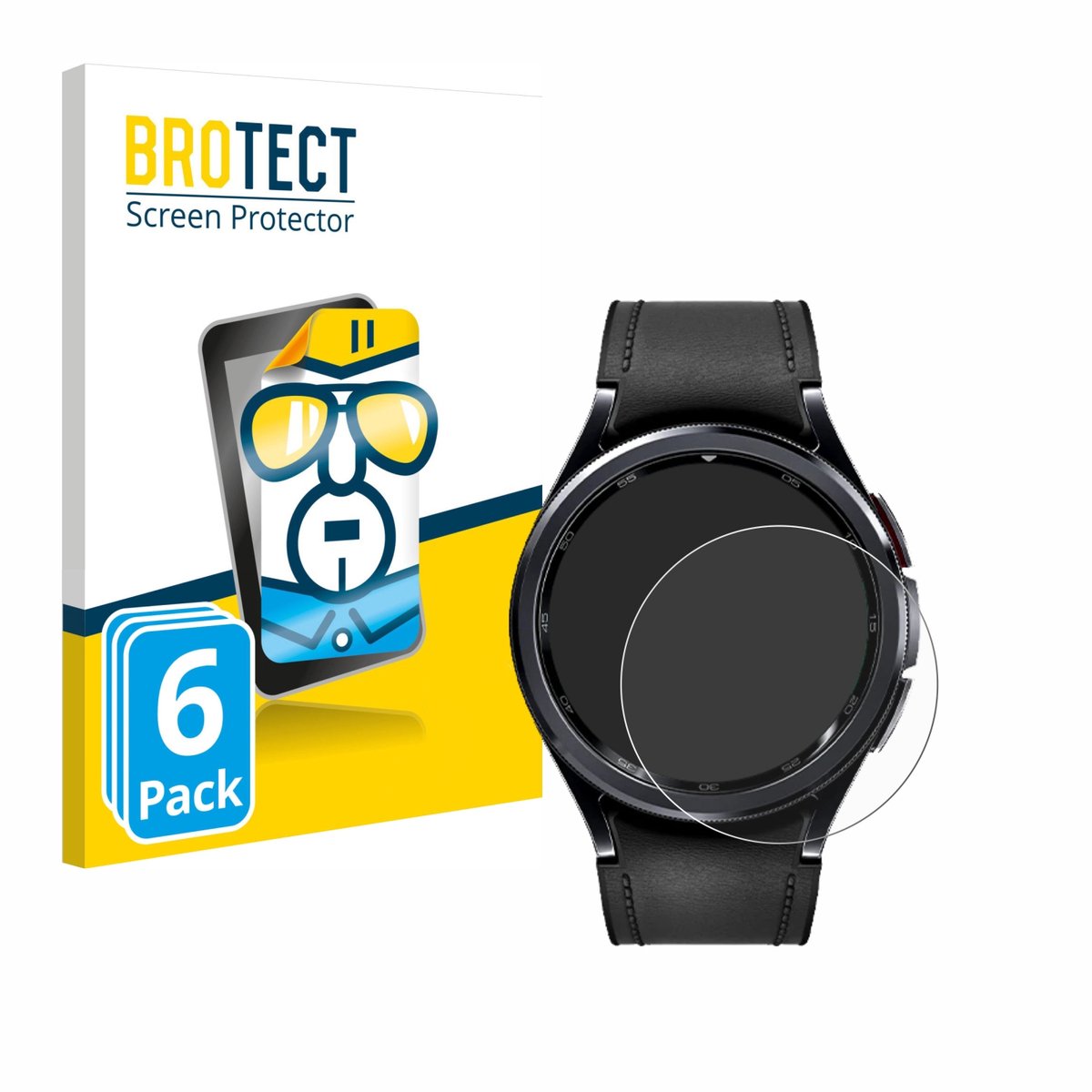 BROTECT - Screenprotector voor Samsung Galaxy Watch 6 Classic (43 mm) - Folie Beschermfolie transparant 6 Stuks