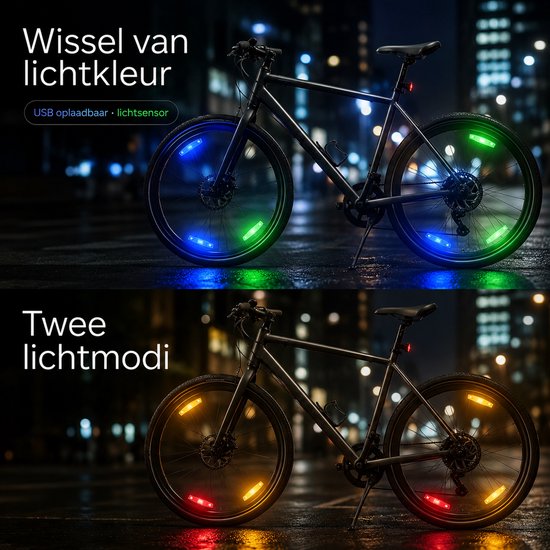 BOTC Spaakverlichting Fiets - Fiets reflecterende bladen - 7 Kleuren - Fietslamp USB Oplaadbaar - Spaakverlichting met bewegingssensor - 1 Stuk van BOTC — afbeelding 4