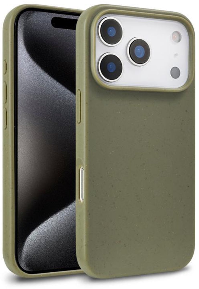 Mobigear Hoesje geschikt voor Apple iPhone 18 Pro Telefoonhoesje Eco Friendly | Mobigear Bio Backcover | iPhone 18 Pro Case | Back Cover - Legergroen