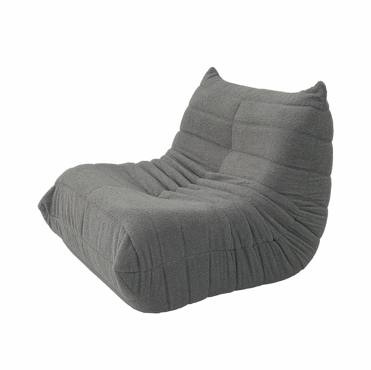 Compressiebank - Bonenstoel - Vloersofa voor 1 Persoon - Relaxfauteuil - Lazy stoel - Teddy fleece zitzakstoel voor binnengebruik - Relaxstoel / loungefauteuil - Slaapkamer en woonkamer - Volwassenen en jongeren - Ergonomisch - 105×88×80cm - Grijs