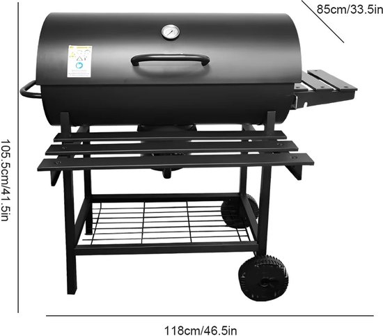 Wentinkmo Barbecuekachel BBQ -Buitenbarbecue BBQ Grill voor kamperen Picknick - Grillstandaard met wielen. — afbeelding 5