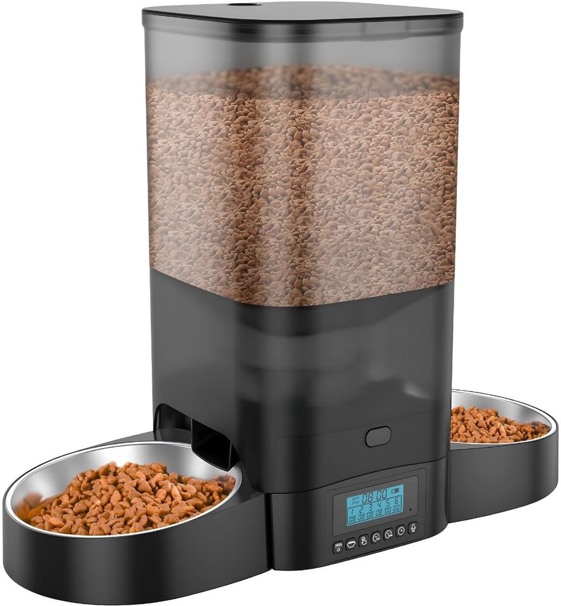 NIVA® Automatische Voerbak (Kat, Hond) - Automatische Voerbak met Camera - RVS Voerbak - Zwart - 20cm x 18cm x 36cm