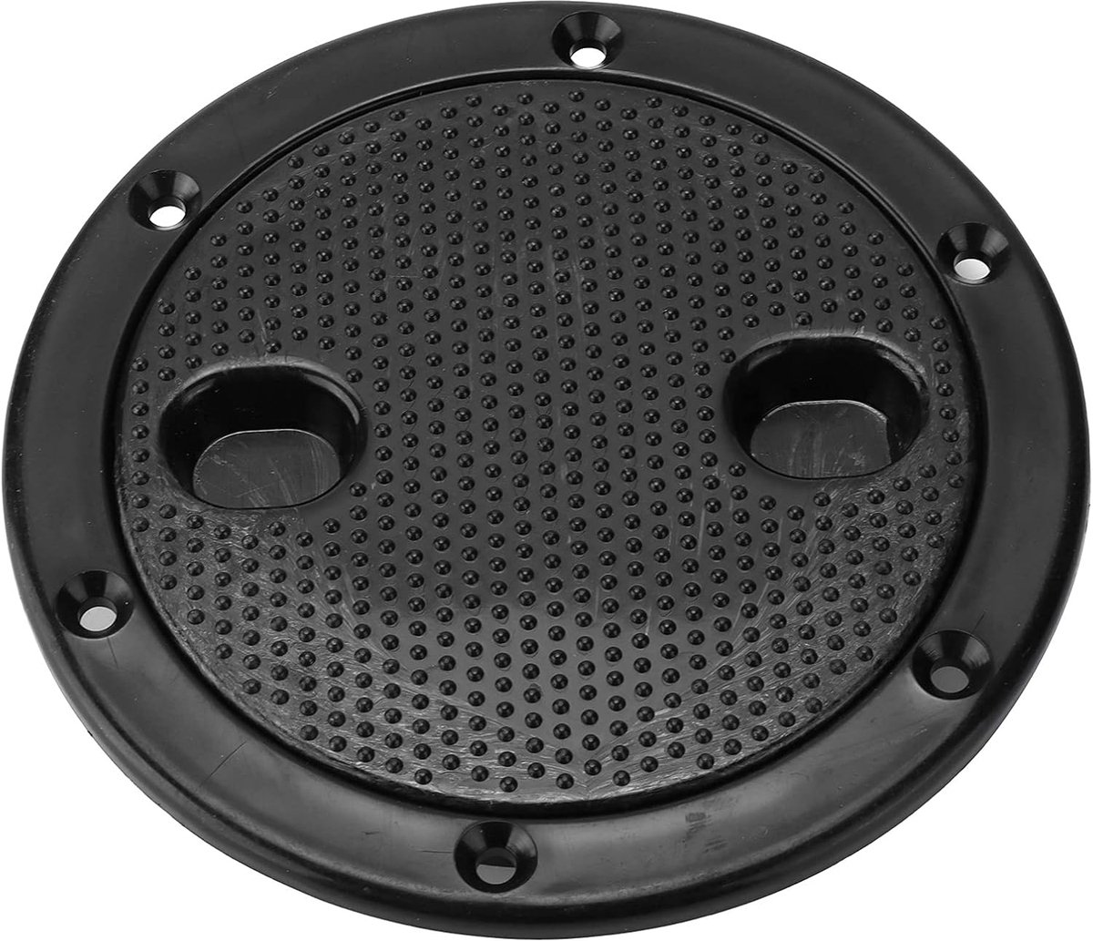 Dekplaat Voor Bootluik, 4 Inch Zwart Rond Antislip Inspectieluik Met Afneembare Hoes Voor Marine Access Boat RV