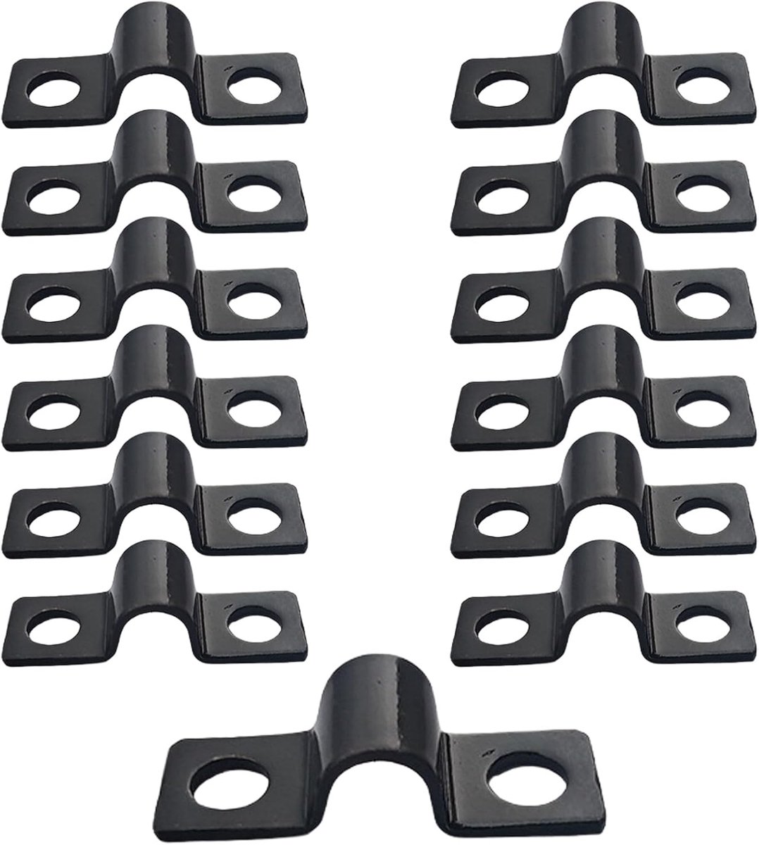 100 stuks dubbelstaafmattenhek, paalbevestiging: WIYETY 6 mm, boog Q235 koolstofstaal, buisklemmen, mathouder, twee gaten, buisklemmen, houder voor hek- en kabelinstallatie, zwart