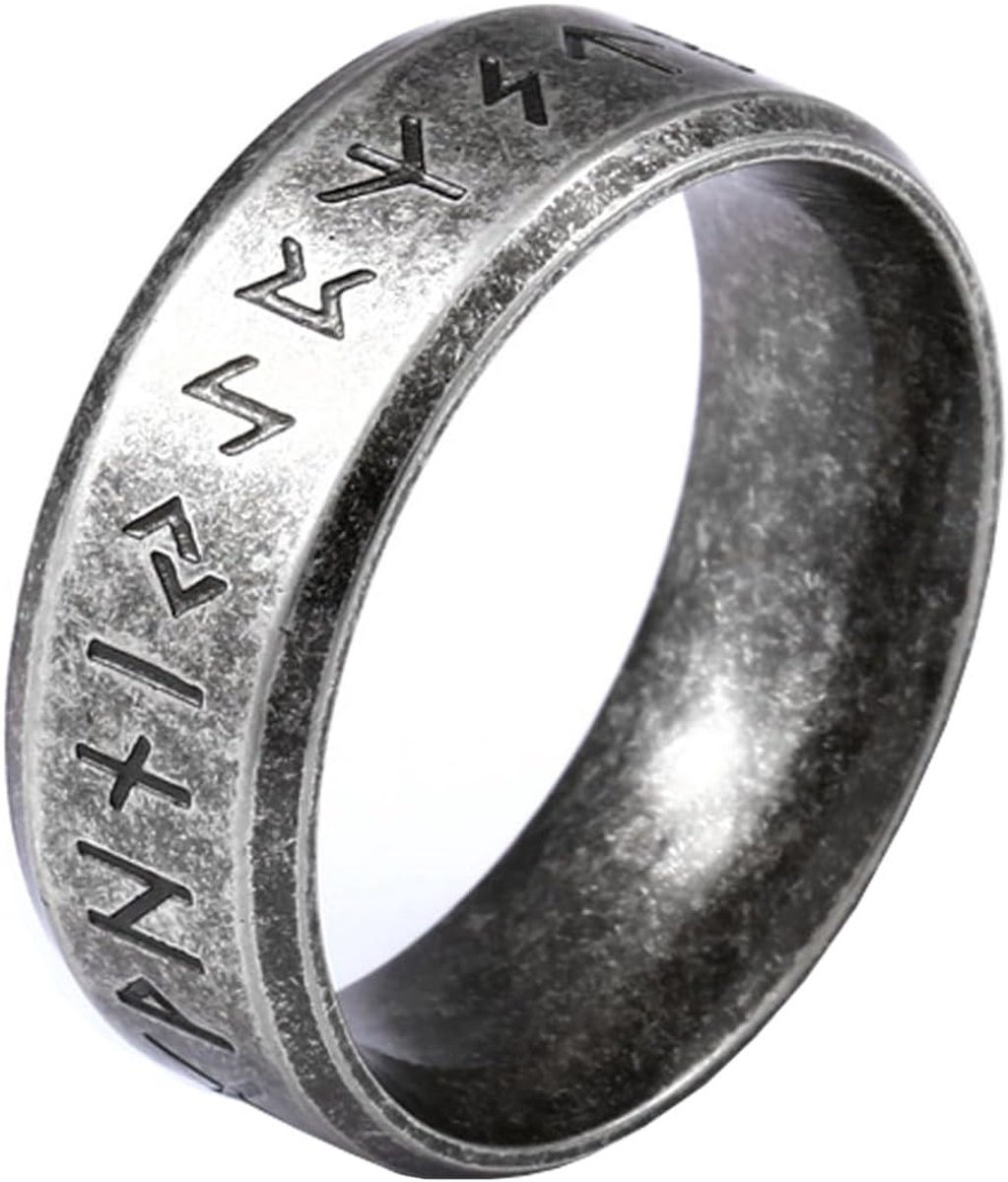 Viking-ring voor heren, roestvrij staal, Vikingen, Noordse mythologie, runenring, punk, biker, gothic, hip pop-ring, Viking-sieraad