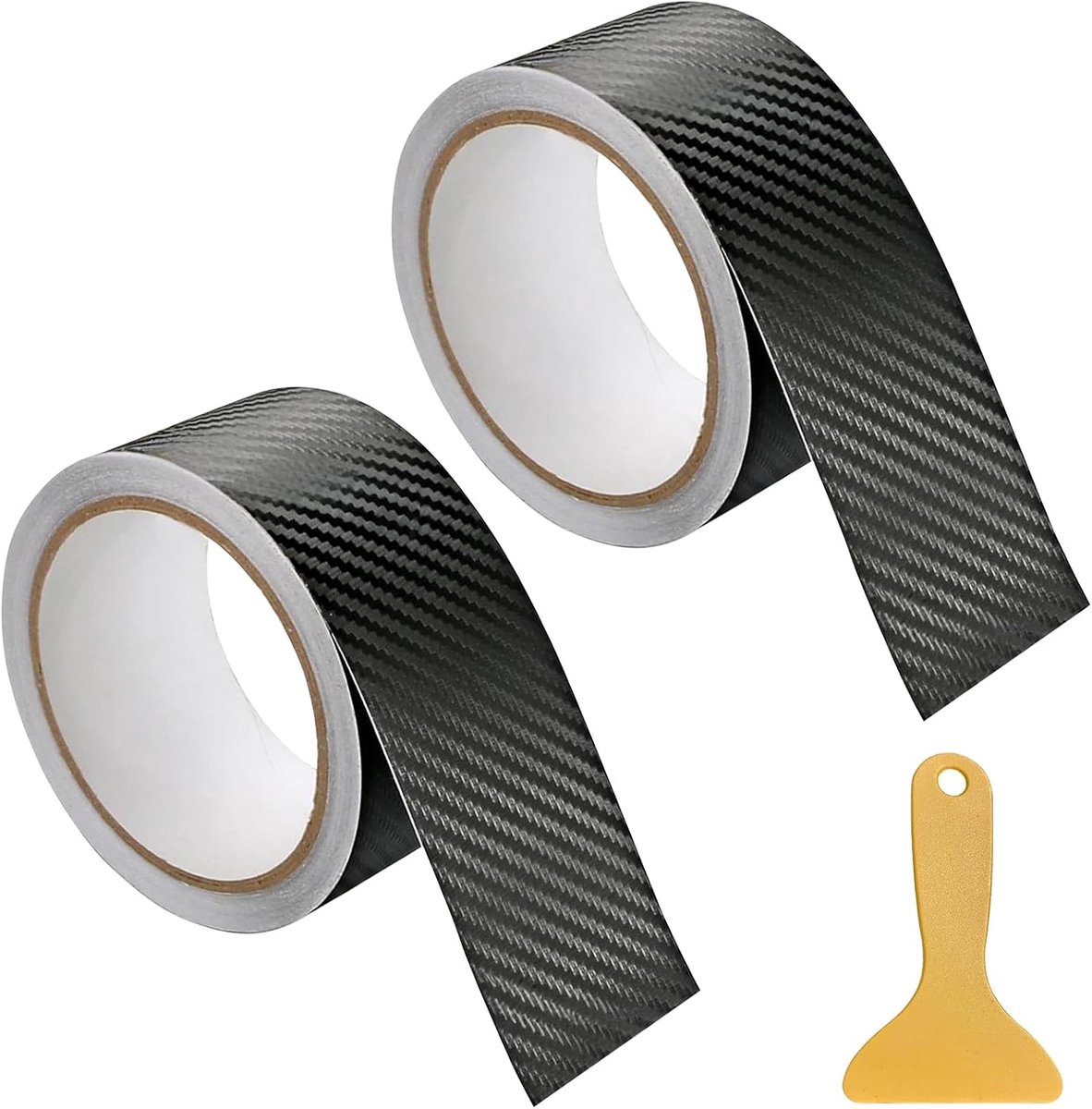 2 stuks carbonfolie auto, 3D zelfklevend zwart, 5 cm x 10 m, dorpellijstbescherming voor auto/motorfiets/fiets, robuuste folie voor voertuigen (zwart)