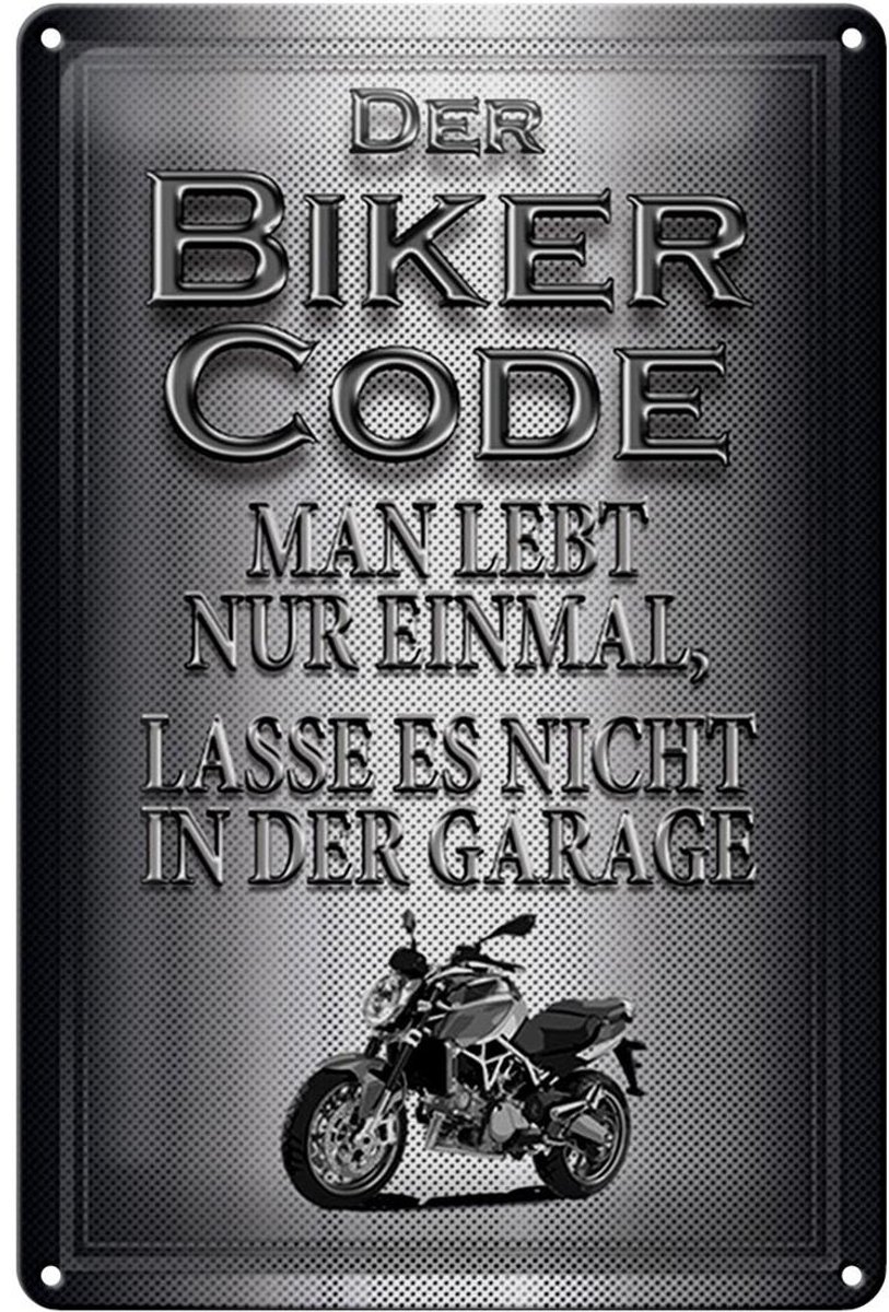 Blechschild Motorrad 20x30cm Biker Code man lebt nur einmal