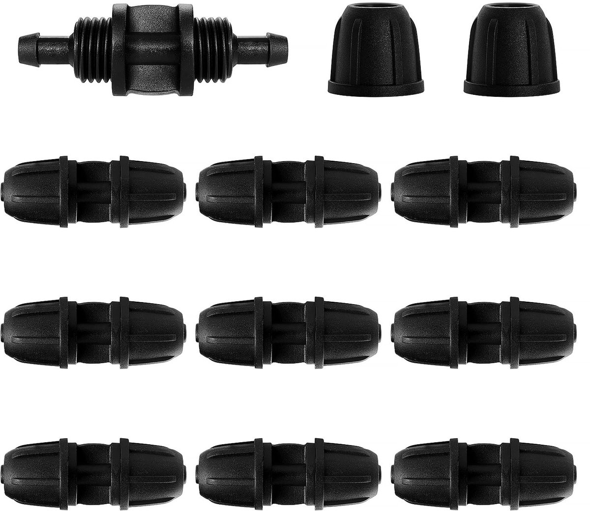 10 Stuks 4/7 mm Druppelirrigatiefittingen, Druppelbuizen met Prikkeldraadconnectoren, Irrigatieconnector, Druppelbuisweerhaakconnector, voor Tuin, Gazon