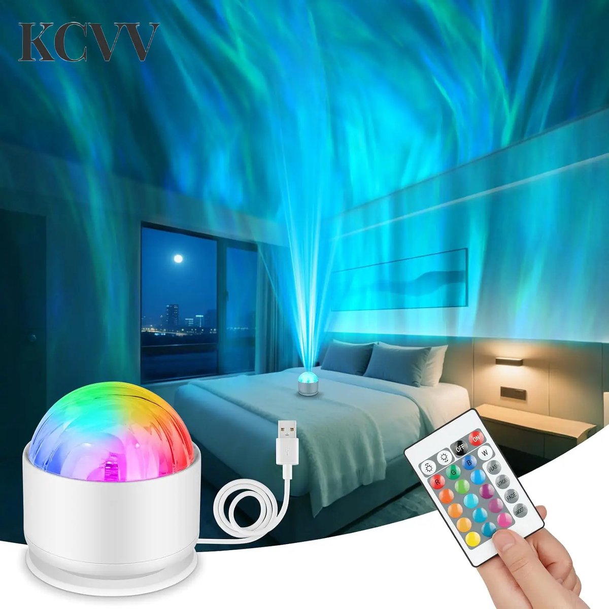 Projector sterrenhemel usb-projector sterrenhemel volwassenen - 3-in-1 LED-sterrenhemelprojector - USB-voeding, dimbaar noorderlicht - 16 lichteffecten - 3 lichtstanden voor slaapkamer, feest en speelkamer - Wit - 7,8 x 8,7 cm