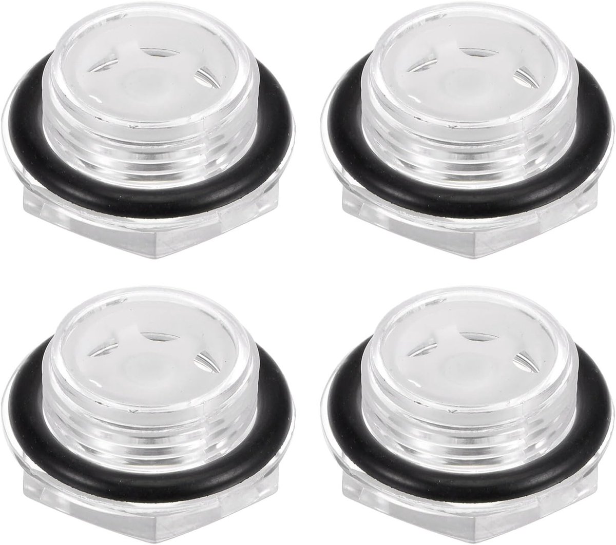 4 stuks luchtcompressor olie glas G3/4 mannelijke kunststof vloeistofniveaumeter zeskantkop olie-indicator venster met O-afdichting, transparant