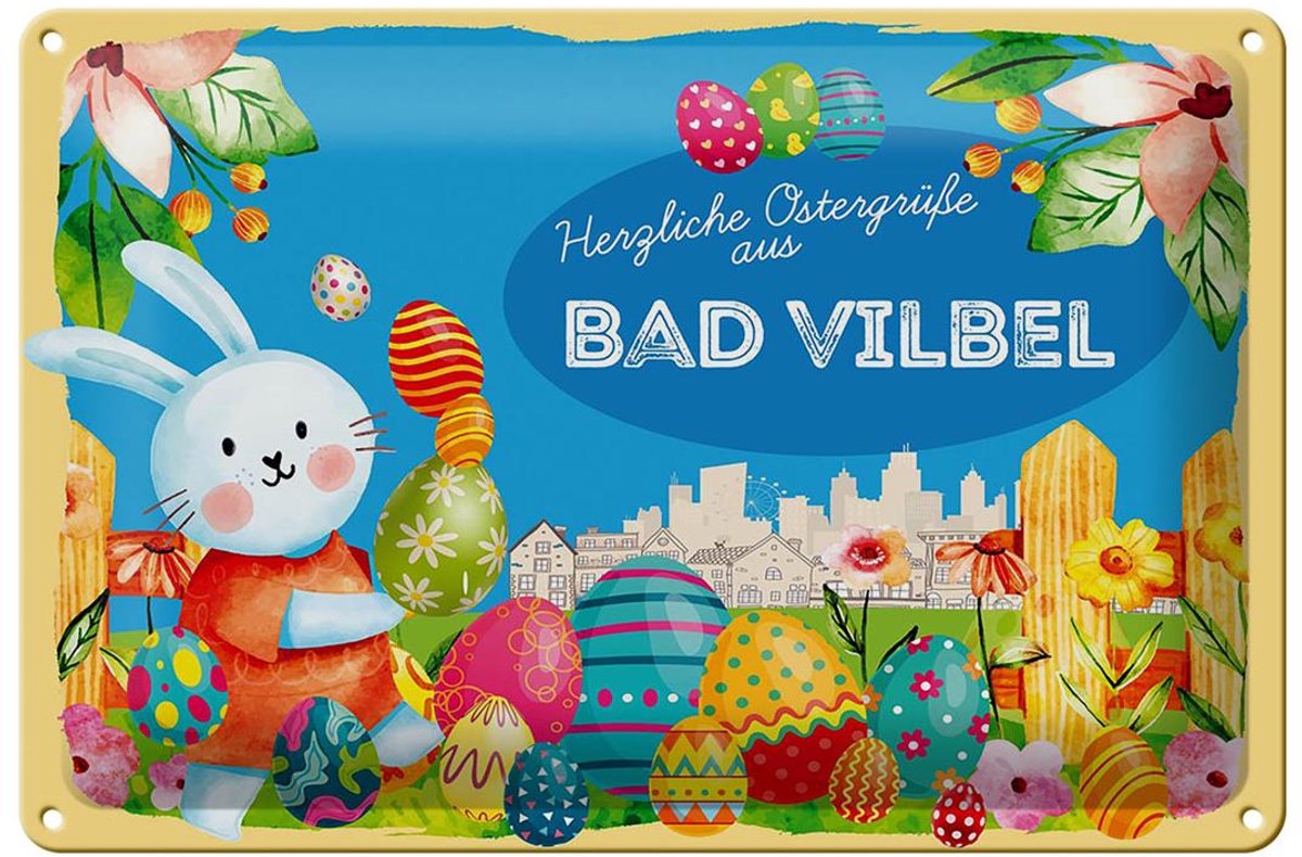 Blechschild Ostern Ostergrüße 30x20cm BAD VILBEL