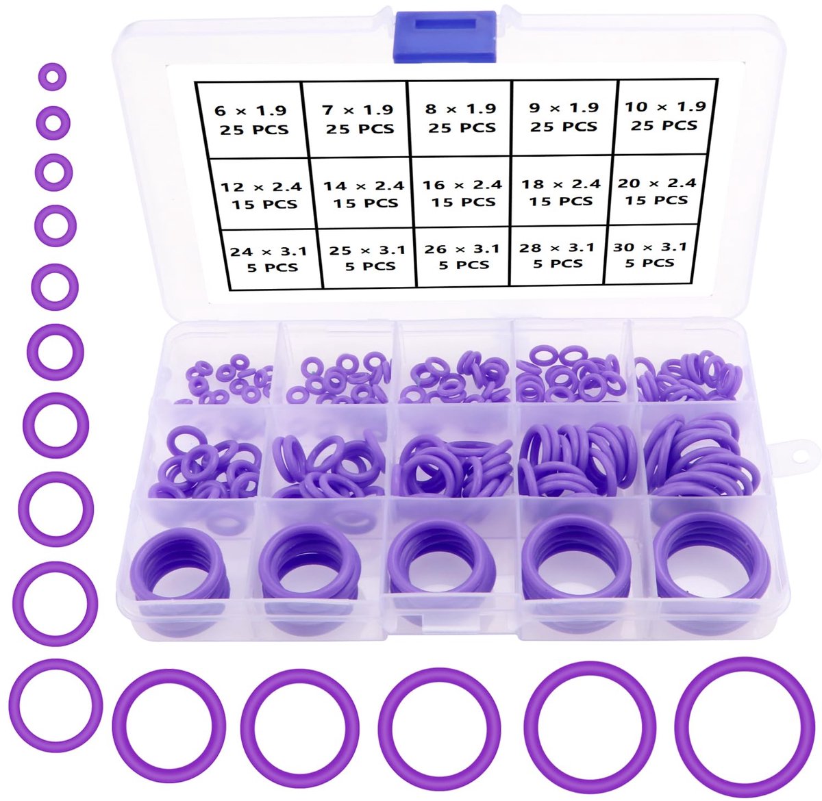O-ringen Assortiment Kit, Silicone Metrische O-ringen, voor Tap Sanitair Wasmachine Afdichting & Auto Snelle Reparatie