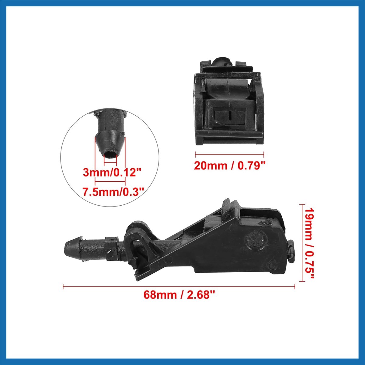 ABSOPRO 4 stuks auto voorruitensproeiers achterruit ruitenwisser sproeikop sproeien zwart 6E0955985 artikelvervanging