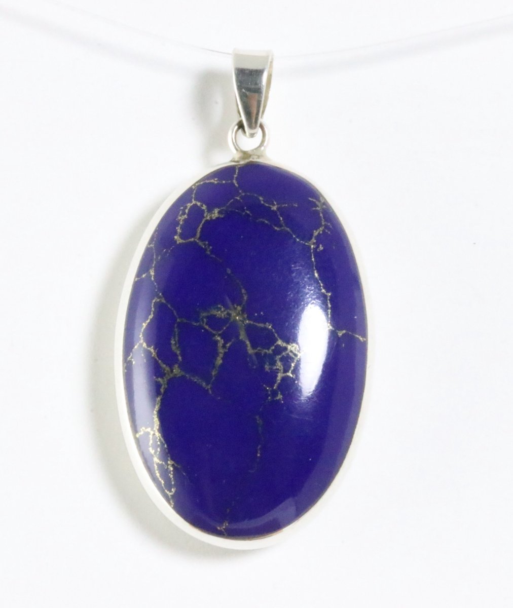 Ovale zilveren hanger met lapis lazuli