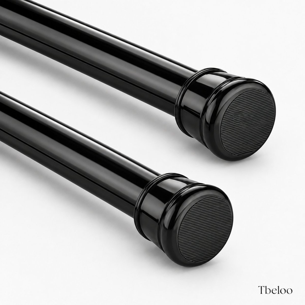Tbeloo Douchestang zonder boren – Telescoopstang voor badkamer, kledingkast en gordijn – 68-90 cm, zwart, 25 mm (2 stuks)