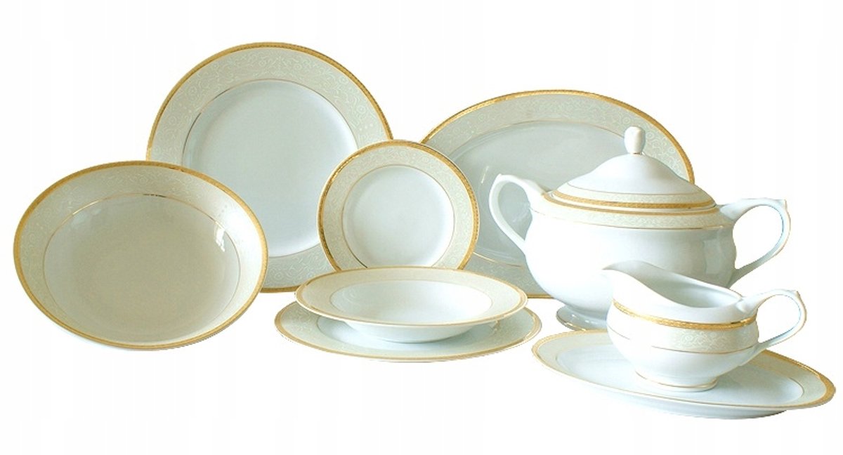 Bogucice Agawa Gold Servies - 25 Delig, 6 Personen, Goudkleurig