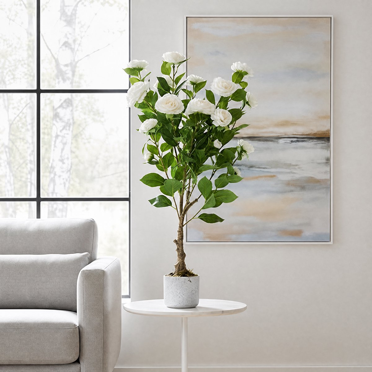 Triumpunpre - Nep Camellia Planten 2 stuks - Cementen pot - Binnen en buiten geschikt