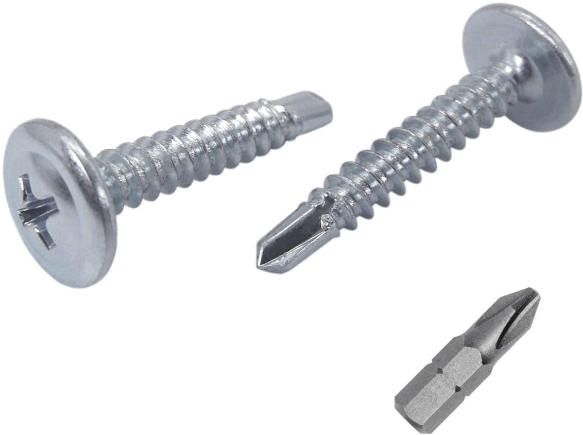 (Pack van 500 stuks) verzinkt staal 4,2 x 25 mm schroeven, Phillips gemodificeerde truss kop, zelfborende plaatmetalen schroef, zelftappend (500, 4,2 x 25 mm)