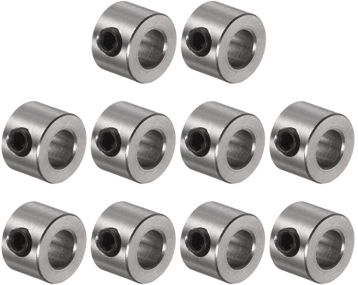 sourcing map Set van 10 stuks schroefkraag, 5 mm boring van roestvrij staal, golfkraag, 10 mm OD, 7 mm breed, landflappenstopper-wielkraag