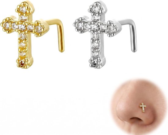 2 stuks oorpiercing chirurgisch staal 316L goud en zilver, labret stud voor helix tragus conch kraakbeen hypoallergene oorbellen voor dames en heren, sieraden piercing neus en lip — afbeelding 5