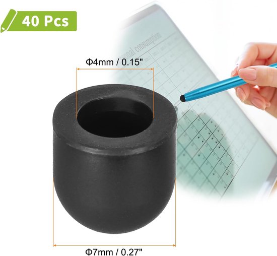 40 reserve penpunten, 7 mm, capacitieve geleidende punten van siliconenrubber, zwart — afbeelding 5