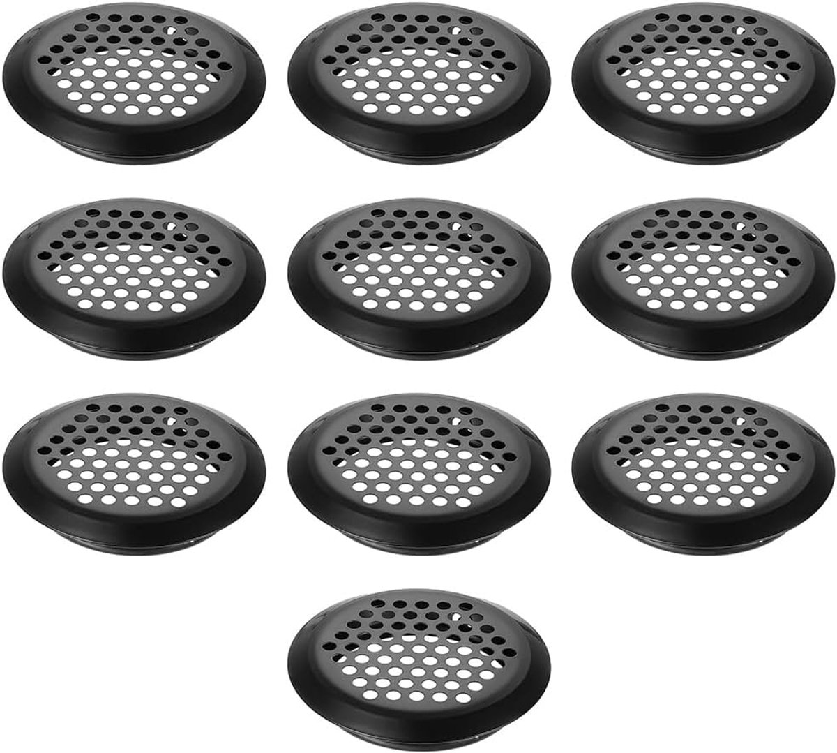 Ventilatierooster van roestvrij staal, zwart, premium 10 stuks, rond ventilatiegat van 53 mm, voor kasten, keuken, slaapkamer, kantoor