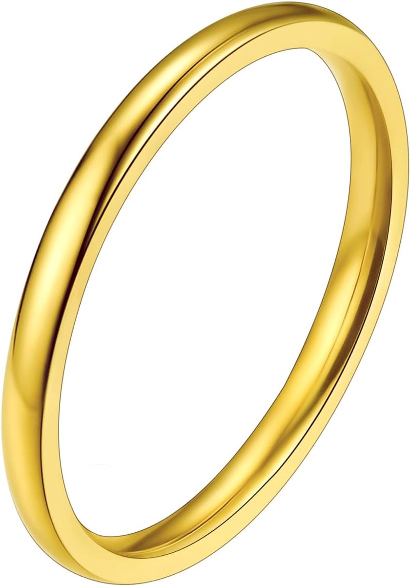 Ring in roestvrij staal/goud geplaatst voor mannen vrouwen, eenvoudige ring alliantie van 2mm/4mm/6mm/8mm - maat 47/49/52/54/57/59/62/64/67/69