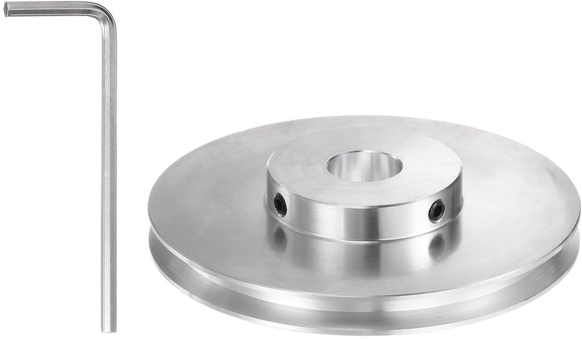 V-riemschijf met 17 mm binnendiameter en 100 mm buitendiameter met een groef van aluminiumlegering voor 6 mm ronde riemen van PU