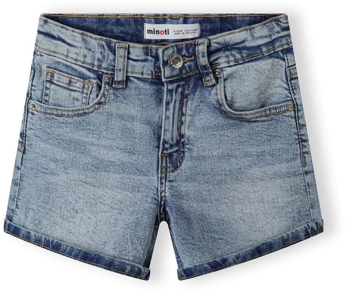 Minoti meisjes korte broek denim high waist - katoen - blauw
