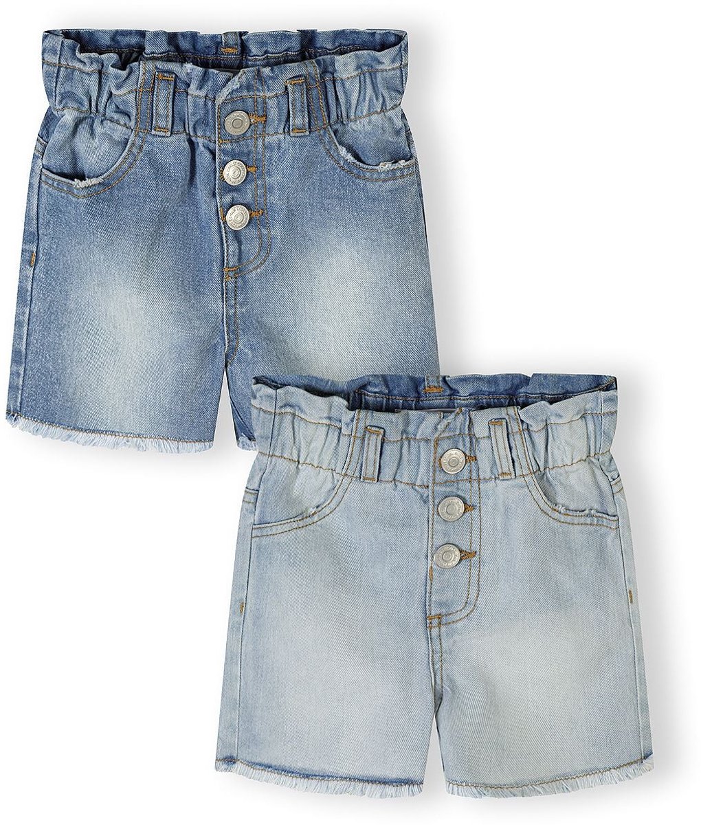 Minoti korte broek meisjes 2-pack denim - blauw - steekzakken