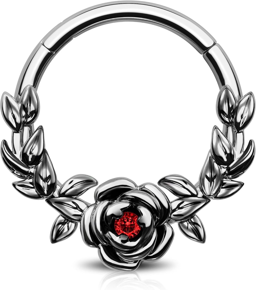 Halloween septum piercing 16G scharnierende segment ring roos kraakbeen oorbellen 316L roestvrij staal daith piercing 8mm 10mm