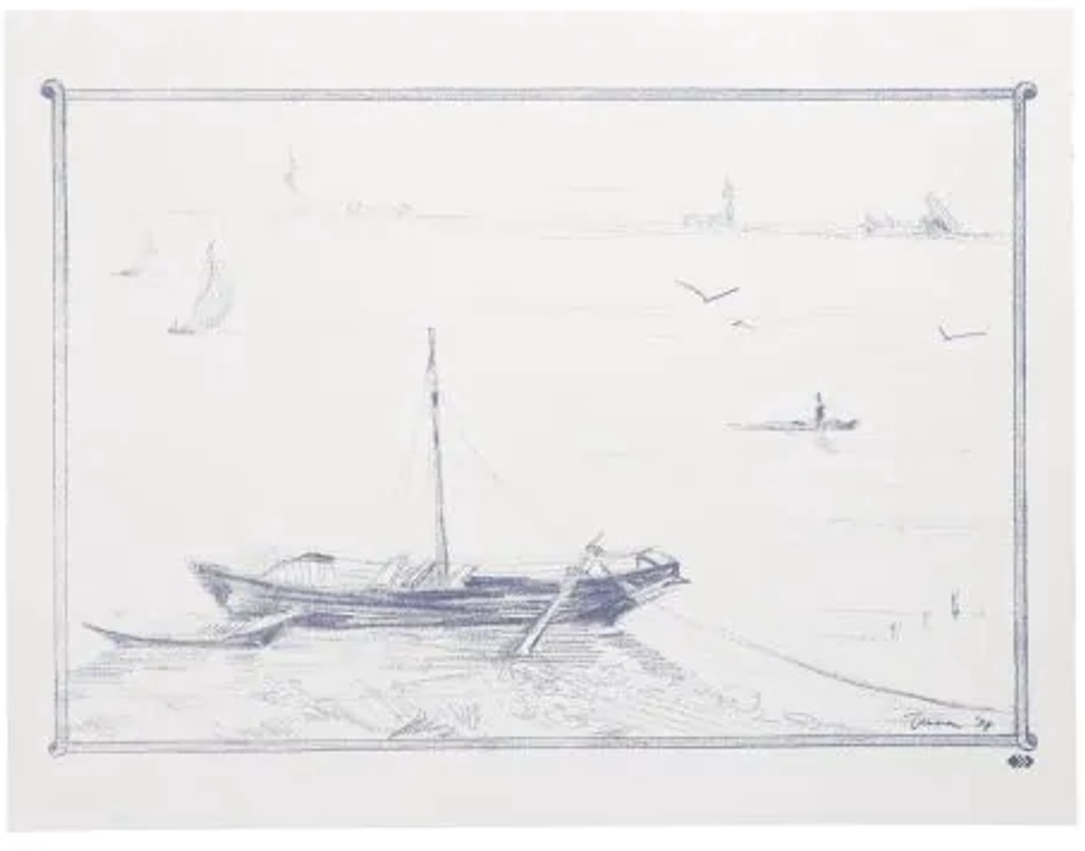 Placemats, papier 30 cm x 40 cm wit Zeilboot (100 stuks)